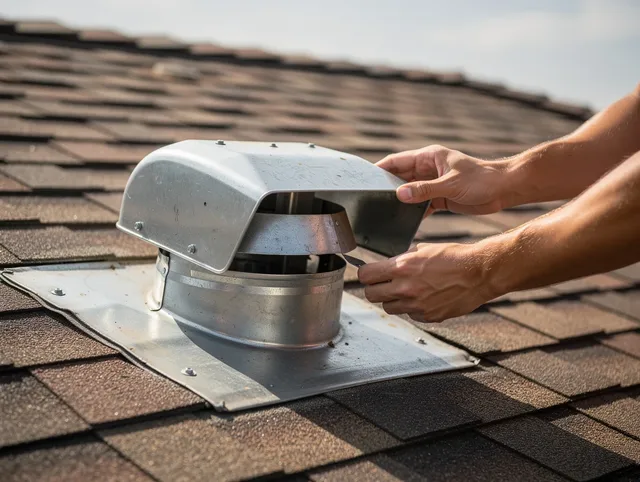 Valle Vista Dryer Vent Cleaning certified technician safely cleaning a roof-mounted dryer vent in Valle Vista