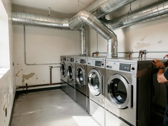 Valle Vista Dryer Vent Cleaning team performing large-scale commercial dryer vent cleaning in Valle Vista