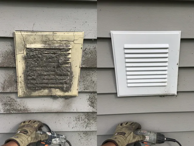 Valle Vista Dryer Vent Cleaning technician installing high-quality dryer vent cover at a residential property in Valle Vista